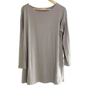 Bryn Walker Tunic Top Size Medium Tan Bamboo Organic Cotton Lagenlook Shirt